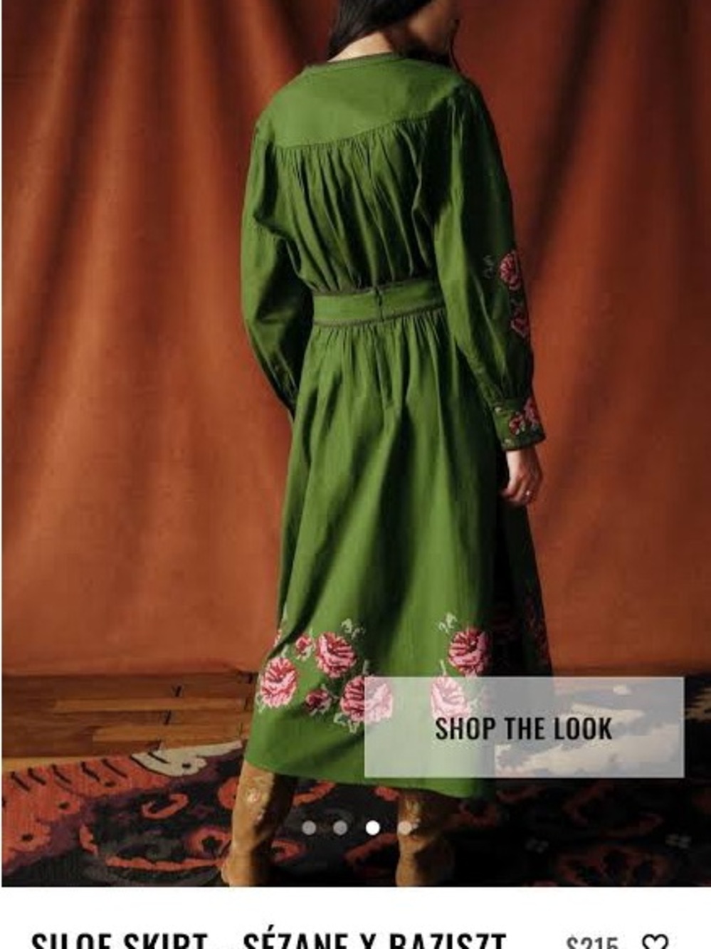 Sezane x Baziszt Orla Shirt in Bamboo Green with Floral Embroidery Size 44/12 - Picture 3 of 8